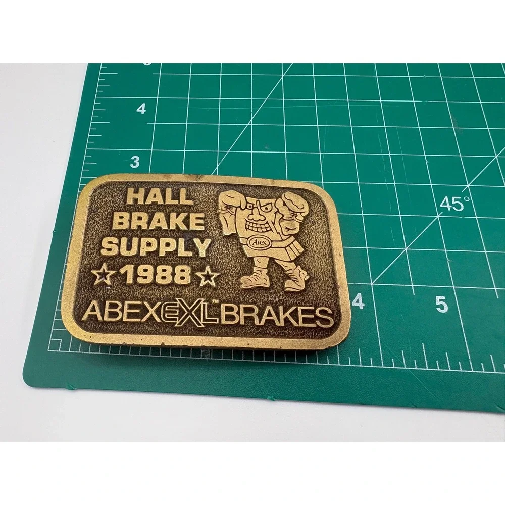 Abex EXL Brakes Hall‎ Brake Supply Belt Buckle 1988 Vintage Mascot Brass Tone